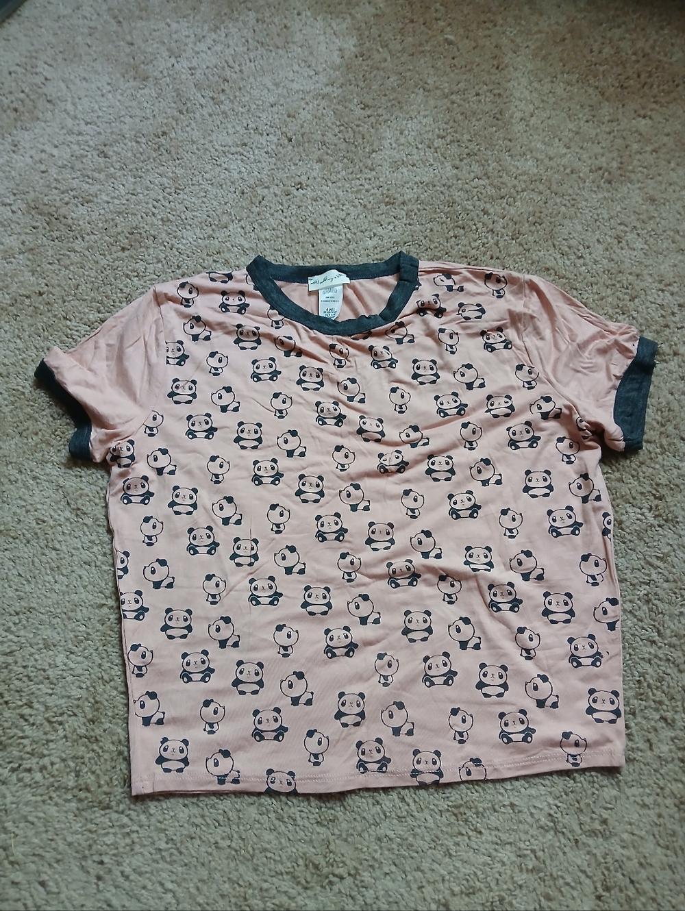 Panda Print Pink Ringer Tee